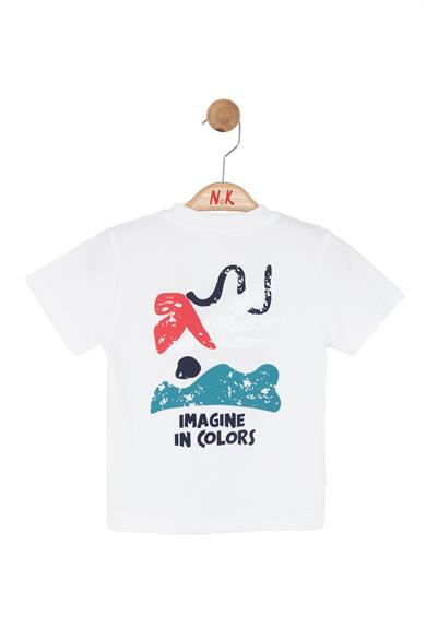Nk Kids Erkek Bebek 1-4 Yaş Sırt Baskılı Kısa Kol T-shirt Beyaz