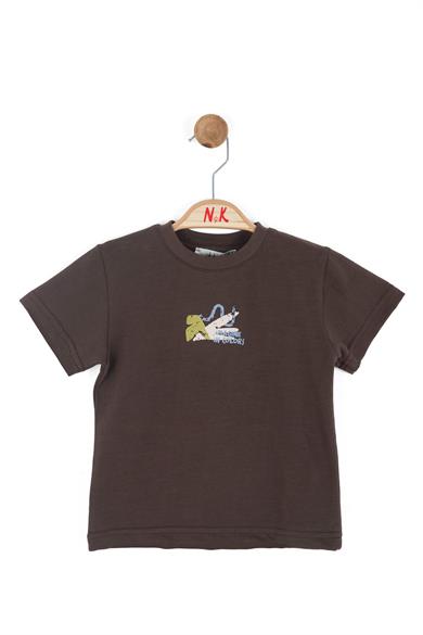Nk Kids Erkek Bebek 1-4 Yaş Sırt Baskılı Kısa Kol T-shirt Kahverengi