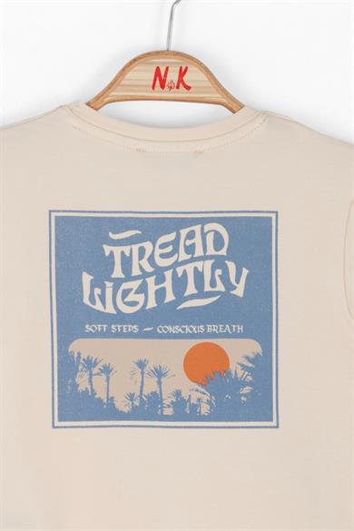 Nk Kids Erkek Bebek 1-4 Yaş Sırt Baskılı Kısa Kol T-shirt 46615 Krem