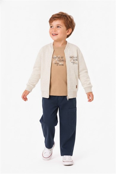 Nk Kids Erkek Bebek 1-4 Yaş Sırt Baskılı Pamuklu Uzunkol T-Shirt Camel