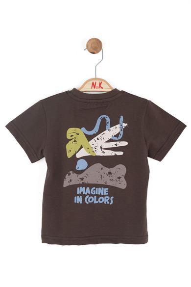 Nk Kids Erkek Bebek 1-4 Yaş Sırt Baskılı Kısa Kol T-shirt Kahverengi