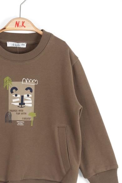 Nk Kids Erkek Çocuk 1-4 Yaş Baskılı Sweatshirt Kahverengi