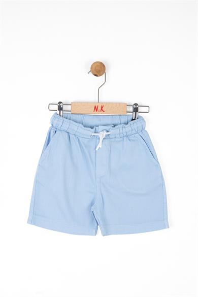 Nk Kids Erkek Çocuk 4-8 Yaş Beli Lastikli Pamuk Keten Şort 66507 Mavi