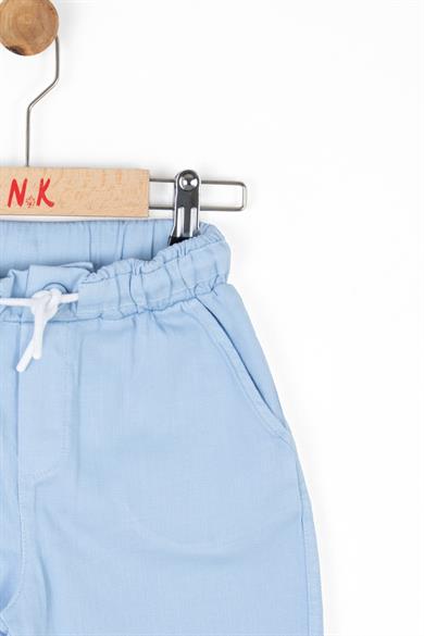 Nk Kids Erkek Çocuk 4-8 Yaş Beli Lastikli Pamuk Keten Şort 66507 Mavi