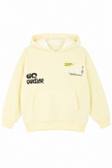 Nk Kids Erkek Çocuk 4-8 Yaş Desenli Kapüşonlu Sweatshirt Sarı