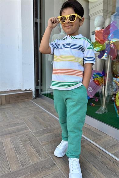 NK Kids Erkek Çocuk 4-8 Yaş Gofre Kumaş Pantolon 64518 Yeşil