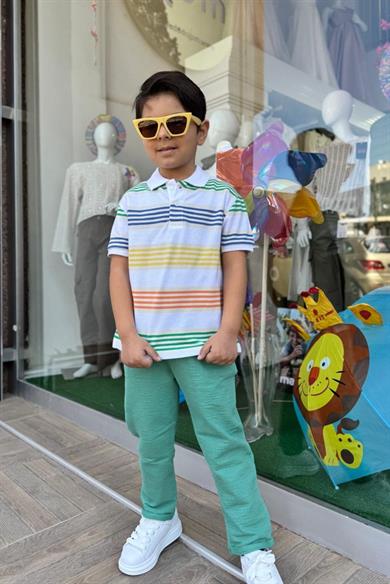 NK Kids Erkek Çocuk 4-8 Yaş Gofre Kumaş Pantolon 64518 Yeşil