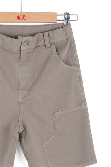 Nk Kids Erkek Çocuk 4-8 Yaş Lyocell Kumaş Pamuklu Şort Taş Rengi