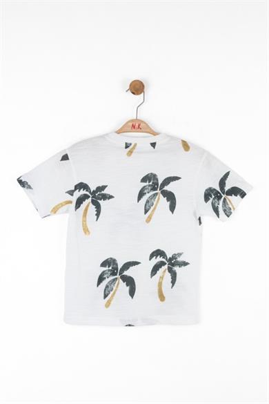 Nk Kids Erkek Çocuk 4-8 Yaş Palmiye Baskılı T-shirt 48520 Ekru
