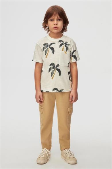 Nk Kids Erkek Çocuk 4-8 Yaş Palmiye Baskılı T-shirt 48520 Ekru