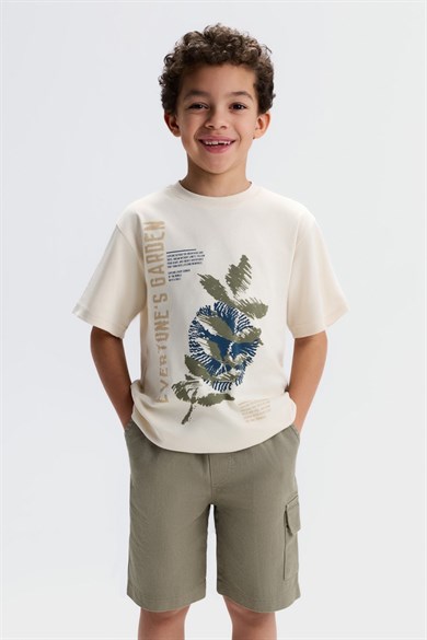 Nk Kids Erkek Çocuk 4-8 Yaş Pamuklu Cep Detaylı Bermuda Şort Haki