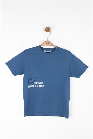 Nk Kids Erkek Çocuk 4-8 Yaş Sırt Baskılı Kısa Kol T-shirt 48544 İndigo