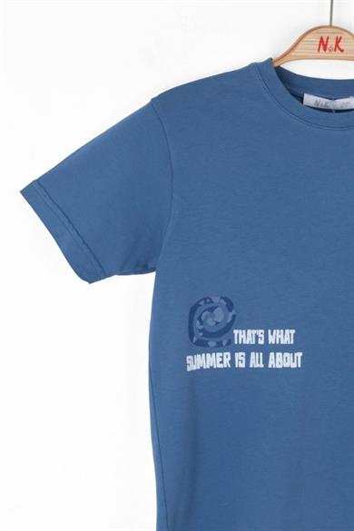 Nk Kids Erkek Çocuk 4-8 Yaş Sırt Baskılı Kısa Kol T-shirt 48544 İndigo