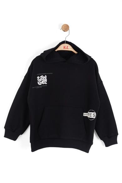Nk Kids Erkek Çocuk 4-8 Yaş Sırt Baskılı Kapüşonlu Sweatshirt Siyah