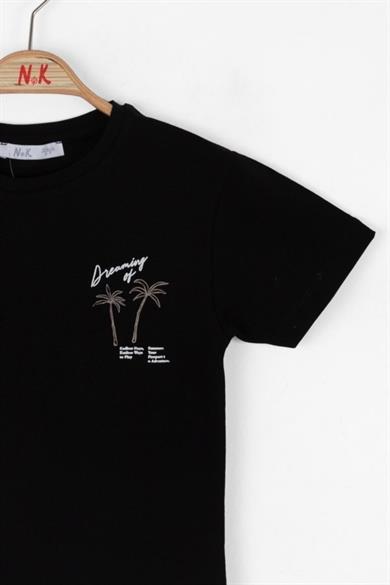 Nk Kids Erkek Çocuk 4-8 Yaş Sırt Baskılı Kısa Kol T-shirt 48500 Siyah