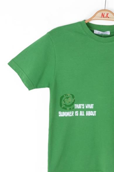 Nk Kids Erkek Çocuk 4-8 Yaş Sırt Baskılı Kısa Kol T-shirt 48544 Yeşil