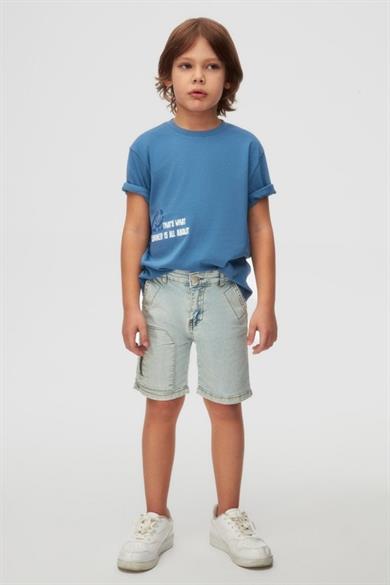 Nk Kids Erkek Çocuk 4-8 Yaş Sırt Baskılı Kısa Kol T-shirt 48544 İndigo