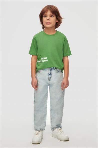 Nk Kids Erkek Çocuk 4-8 Yaş Sırt Baskılı Kısa Kol T-shirt 48544 Yeşil