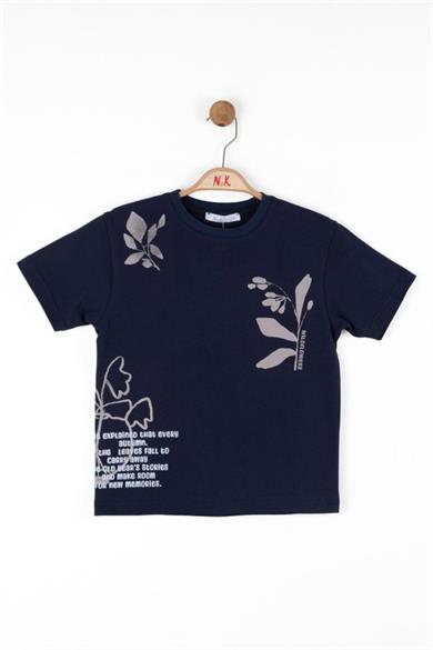 Nk Kids Erkek Çocuk 4-8 Yaş Yaprak Desenli T-shirt 48501 Lacivert