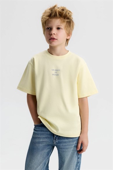 Nk Kids Erkek Çocuk 8-14 Yaş %100 Pamuk Kısa Kol T-shirt Sarı