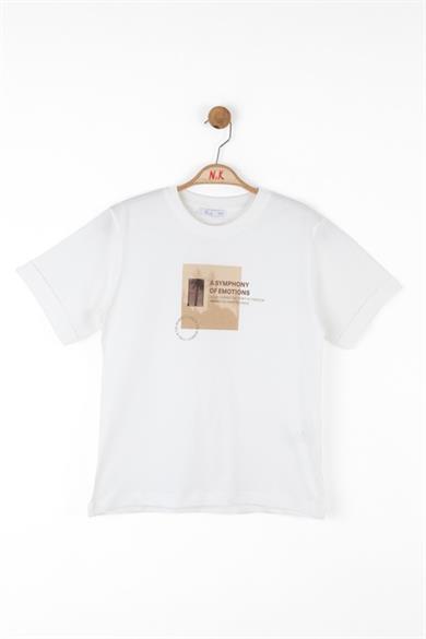 Nk Kids Erkek Çocuk 8-14 Yaş Baskılı Kısa Kol T-shirt 48327 Krem