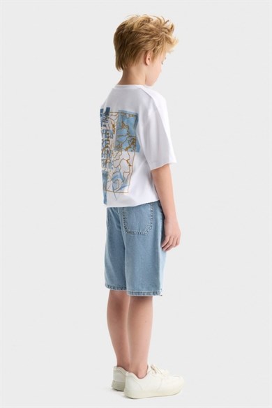 Nk Kids Erkek Çocuk 8-14 Yaş Bermuda Denim Şort Kot Mavi