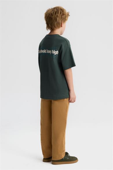 Nk Kids Erkek Çocuk 8-14 Yaş Kabartma Desenli Kısa Kol T-Shirt Haki