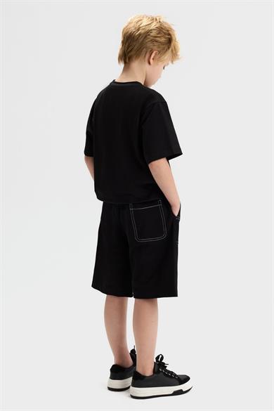 Nk Kids Erkek Çocuk 8-14 Yaş Labirent Desenli Kısa Kol T-Shirt Siyah
