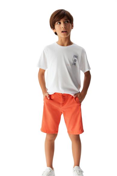 Nk Kids Erkek Çocuk 8-14 Yaş Likralı Yumuşak Denim Şort 64704 Mercan