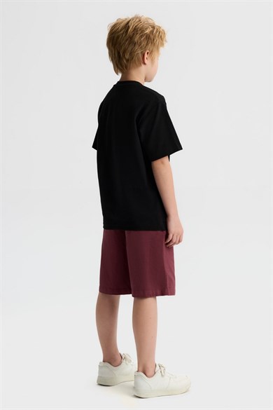 Nk Kids Erkek Çocuk 8-14 Yaş Pamuklu Renkli Kot Şort Bordo