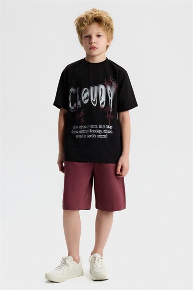 Nk Kids Erkek Çocuk 8-14 Yaş Pamuklu Renkli Kot Şort Bordo