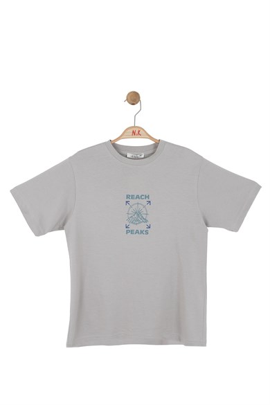 Nk Kids Erkek Çocuk 8-14 Yaş Sırt Baskılı T-shirt Gri