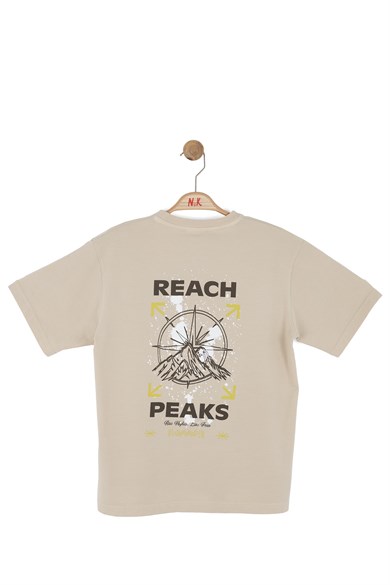 Nk Kids Erkek Çocuk 8-14 Yaş Sırt Baskılı T-shirt Bej