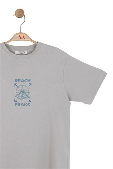 Nk Kids Erkek Çocuk 8-14 Yaş Sırt Baskılı T-shirt Gri