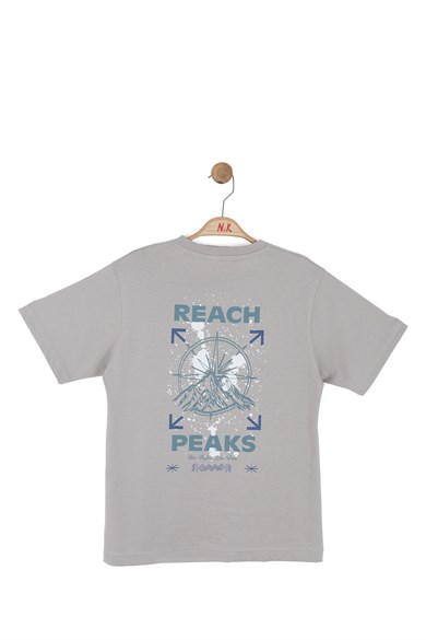 Nk Kids Erkek Çocuk 8-14 Yaş Sırt Baskılı T-shirt Gri