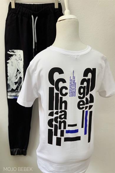 NK Kids Erkek Çocuk Cepli Sırt Desenli T-shirt 42332 Beyaz