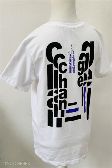 NK Kids Erkek Çocuk Cepli Sırt Desenli T-shirt 42332 Beyaz