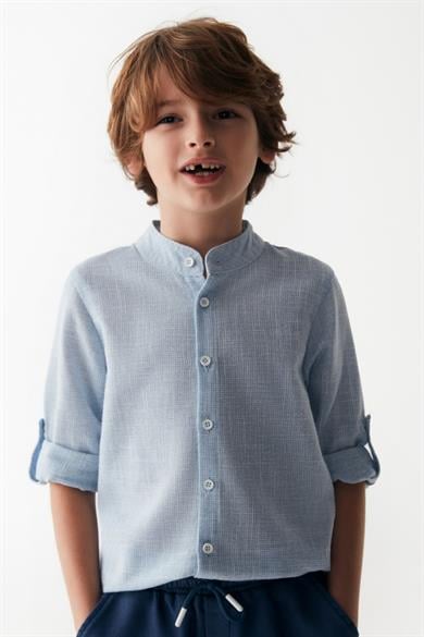 Nk Kids Erkek Çocuk Hakim Yaka %100 Pamuk Gömlek 46513 Mavi