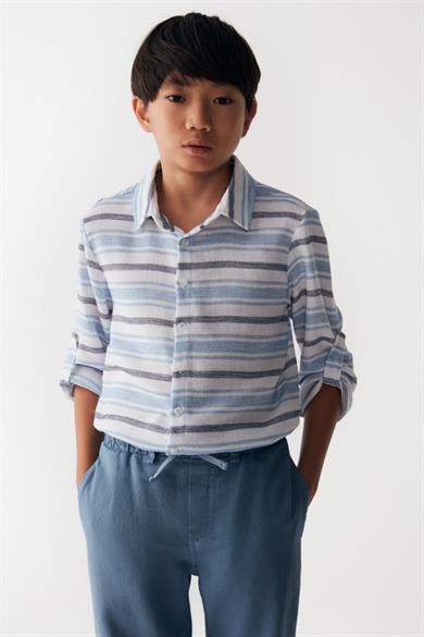 Nk Kids Erkek Çocuk Lastikli Bel %100 Pamuk Keten Pantolon 66324 İndigo