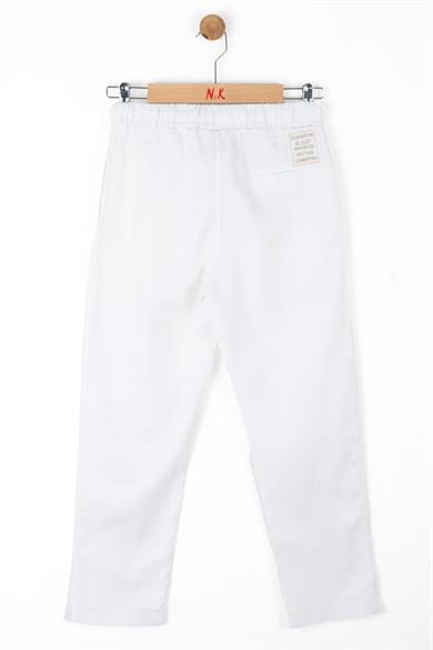 Nk Kids Erkek Çocuk Lastikli Bel %100 Pamuk Keten Pantolon 66324 Beyaz