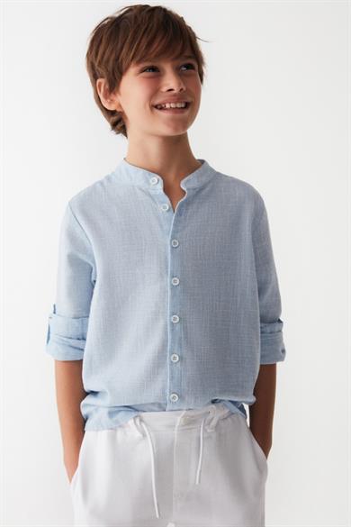 Nk Kids Erkek Çocuk Lastikli Bel %100 Pamuk Keten Pantolon 66324 Beyaz