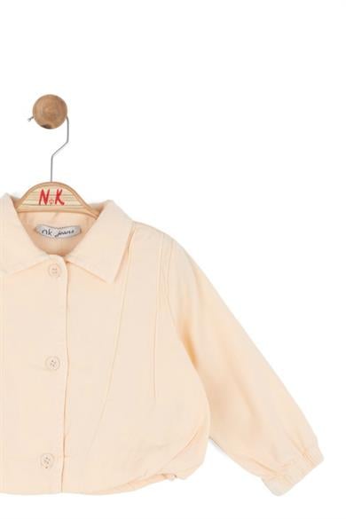 Nk Kids Kız Bebek 1-4 Yaş Arkası Fiyonklu Çiçekli Denim Ceket Krem