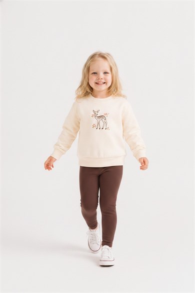 Nk Kids Kız Bebek 1-4 Yaş Ceylan Desenli Sweatshirt Krem