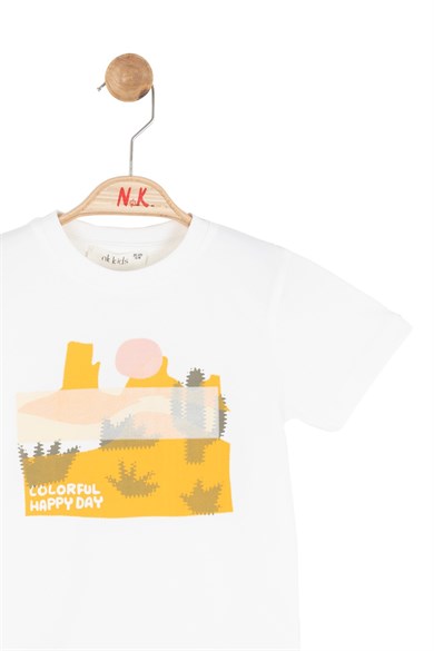 Nk Kids Kız Bebek 1-4 Yaş Desenli Kısa Kol T-Shirt Ekru