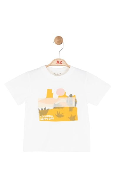Nk Kids Kız Bebek 1-4 Yaş Desenli Kısa Kol T-Shirt Ekru