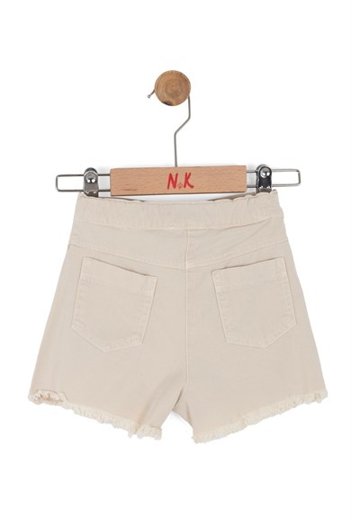 Nk Kids Kız Bebek 1-4 Yaş Eteği Püsküllü Modal Kumaş Şort Krem