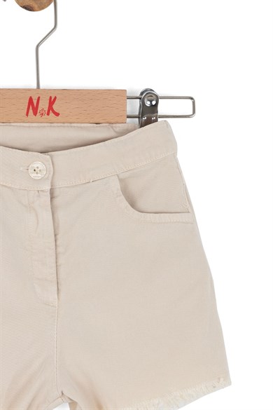 Nk Kids Kız Bebek 1-4 Yaş Eteği Püsküllü Modal Kumaş Şort Krem
