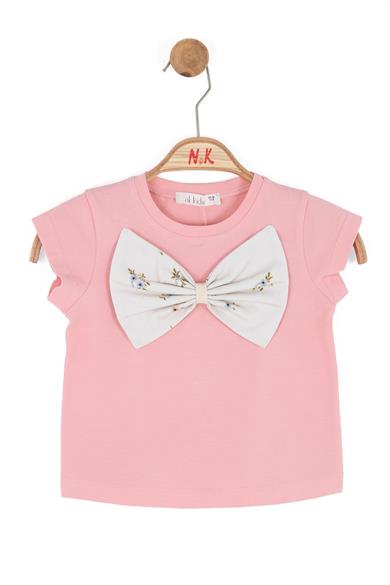 Nk Kids Kız Bebek 1-4 Yaş Fiyonk Detaylı Kısa Kol T-Shirt Pembe