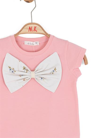 Nk Kids Kız Bebek 1-4 Yaş Fiyonk Detaylı Kısa Kol T-Shirt Pembe