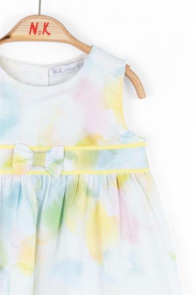 Nk Kids Kız Bebek 1-4 Yaş Fiyonk Kemer Detaylı Elbise 78606 Ekru-Mavi